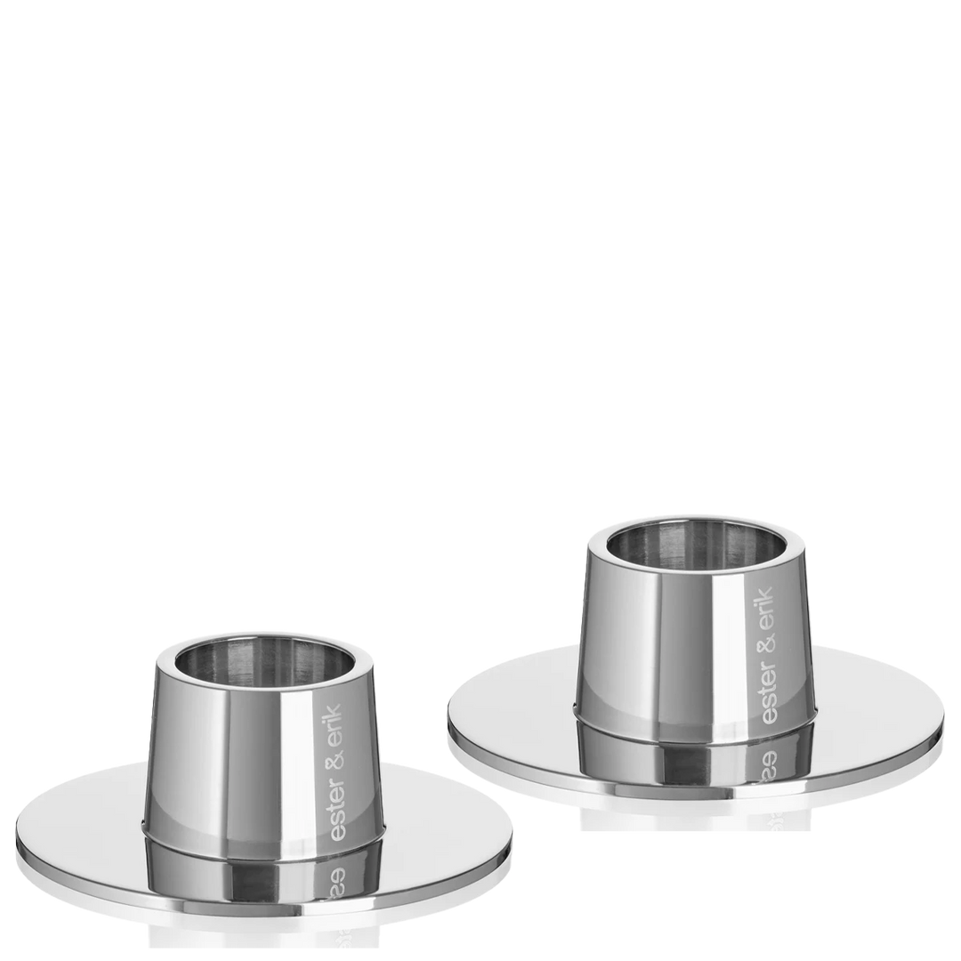 Ester &amp; erik Kerzenhalter silber glänzend medium 2er Set