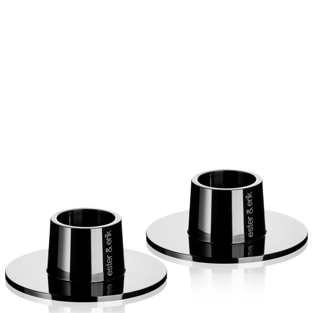 ester &amp; eruk Kerzenhalter schwarz glänzend Medium Spitzkerzen Peitschenkerzen 2er Set