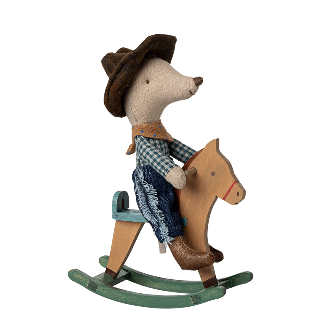 Maileg Cowboy Maus auf Schaukelpferd, Kleiner Bruder