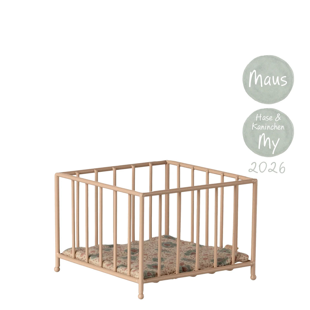 Maileg Gitterbett rosa Metall Laufgitter My Maus 11-6102-00