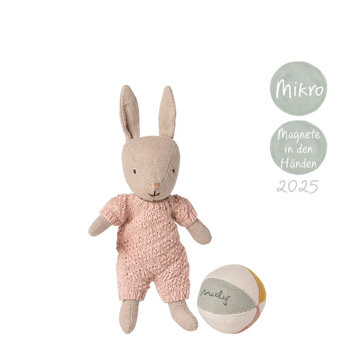 Maileg Hase Mikro Ball rosa Strick
