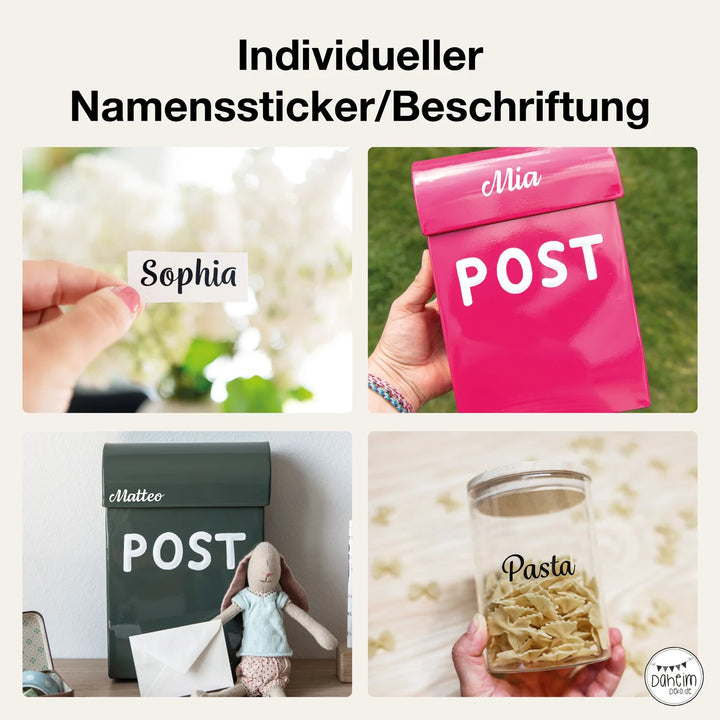 Namenssticker für Kinder-Briefkasten/Briefkasten