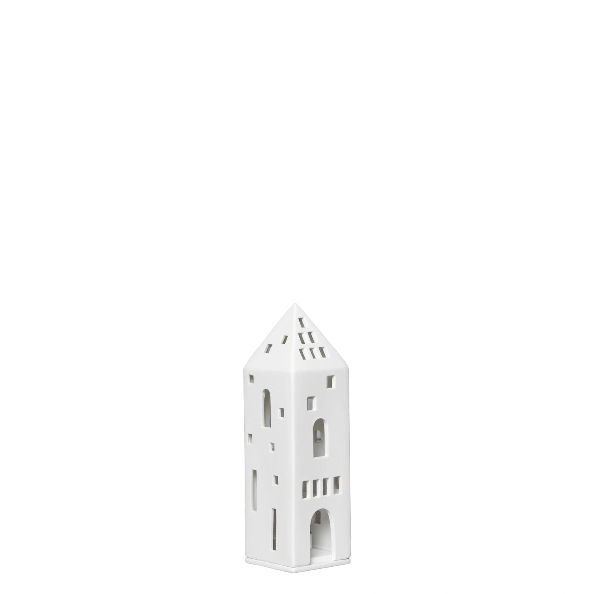 Räder Lichthaus Turm aus weißem Porzellan mit Kerzenteller – 0014446
